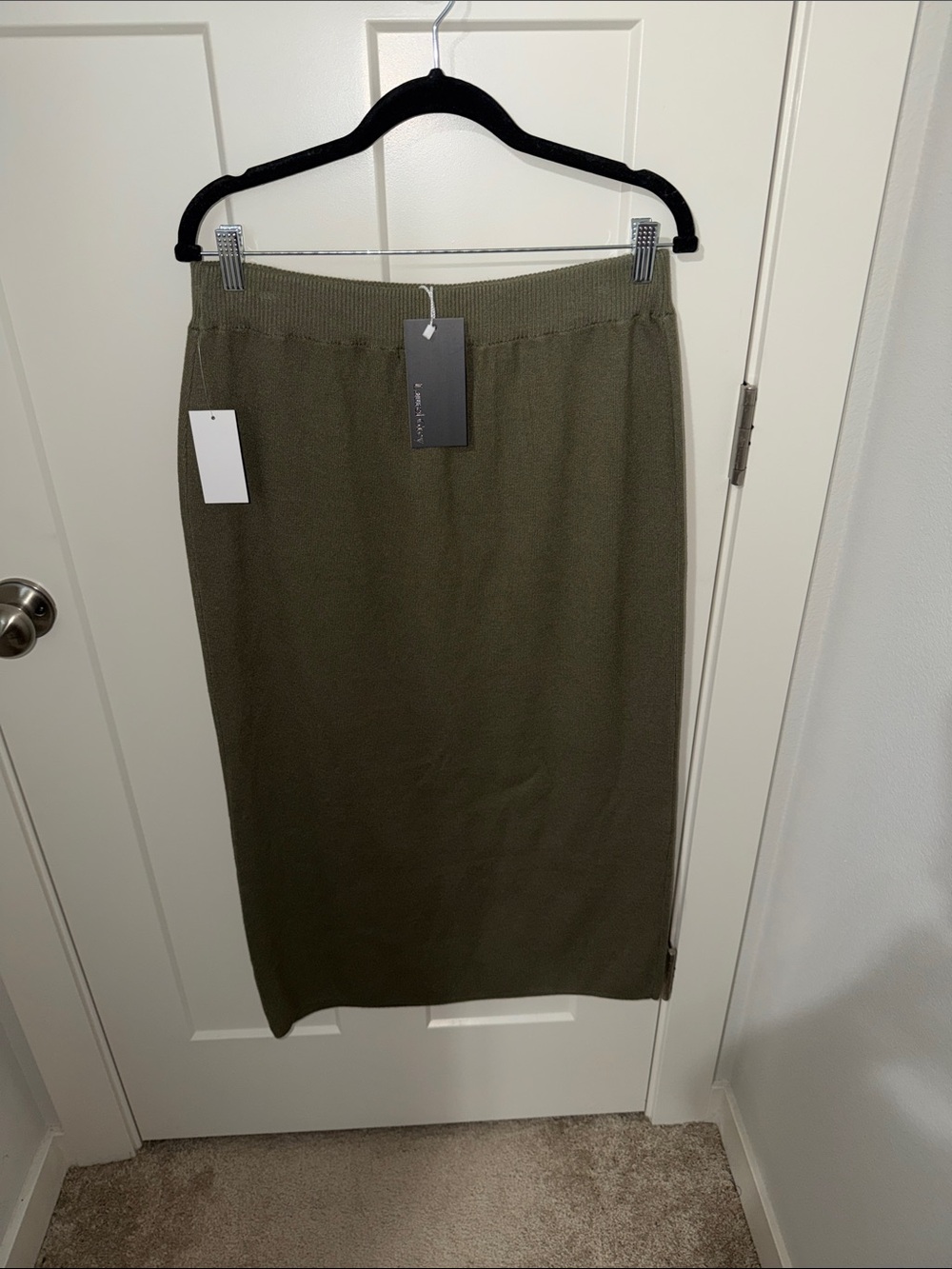 NWT Laurel Grey Olive sweater Knit Midi Skirt MS5